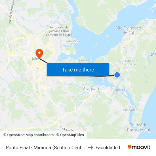 Ponto Final - Miranda (Sentido Centro/Bairro) to Faculdade Ielusc map