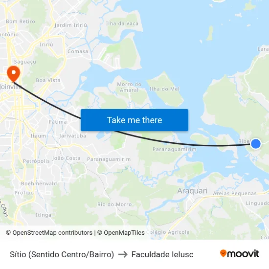 Sítio (Sentido Centro/Bairro) to Faculdade Ielusc map