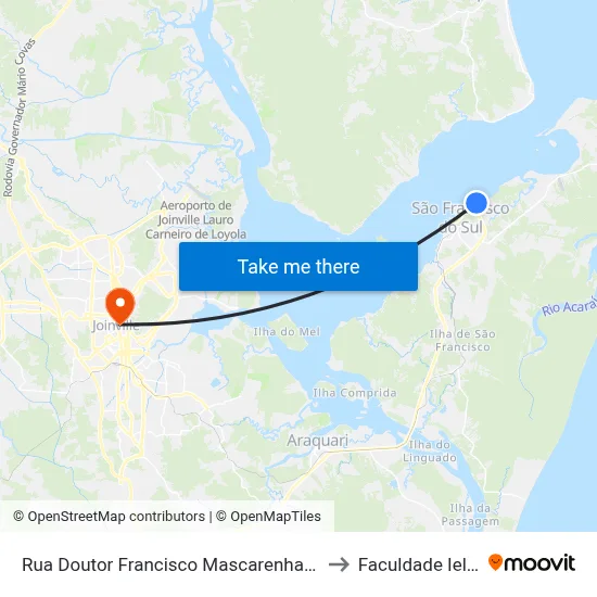 Rua Doutor Francisco Mascarenhas 2145 to Faculdade Ielusc map