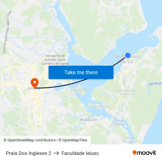 Praia Dos Ingleses 2 to Faculdade Ielusc map