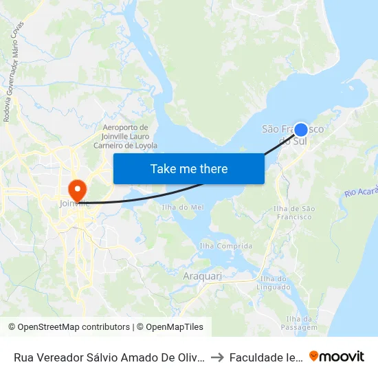 Rua Vereador Sálvio Amado De Oliveira 352 to Faculdade Ielusc map