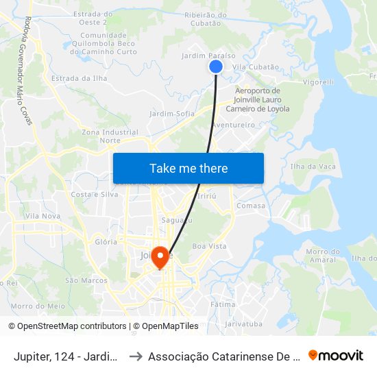 Jupiter, 124 - Jardim Paraiso to Associação Catarinense De Ensino - Ace map