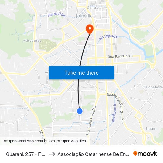 Guarani, 257 - Floresta to Associação Catarinense De Ensino - Ace map