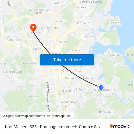 Kurt Meinert, 526 - Paranaguamirim to Costa e Silva map