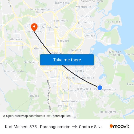 Kurt Meinert, 375 - Paranaguamirim to Costa e Silva map