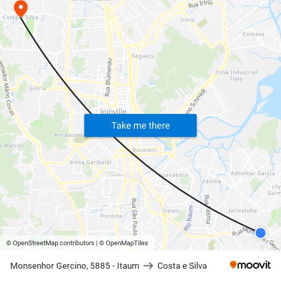 Monsenhor Gercino, 5885 - Itaum to Costa e Silva map