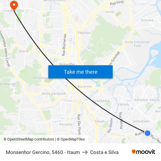Monsenhor Gercino, 5460 - Itaum to Costa e Silva map