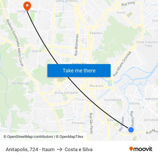 Anitapolis, 724 - Itaum to Costa e Silva map