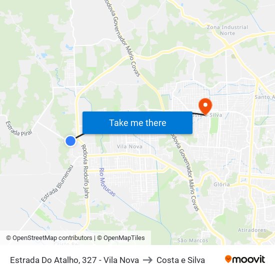Estrada Do Atalho, 327 - Vila Nova to Costa e Silva map