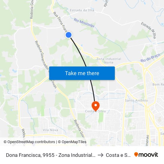 Dona Francisca, 9955 - Zona Industrial Norte to Costa e Silva map