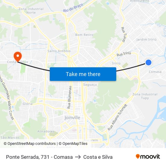 Ponte Serrada, 731 - Comasa to Costa e Silva map