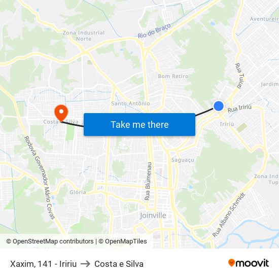 Xaxim, 141 - Iririu to Costa e Silva map