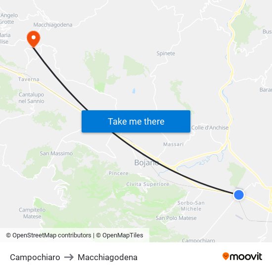 Campochiaro to Macchiagodena map