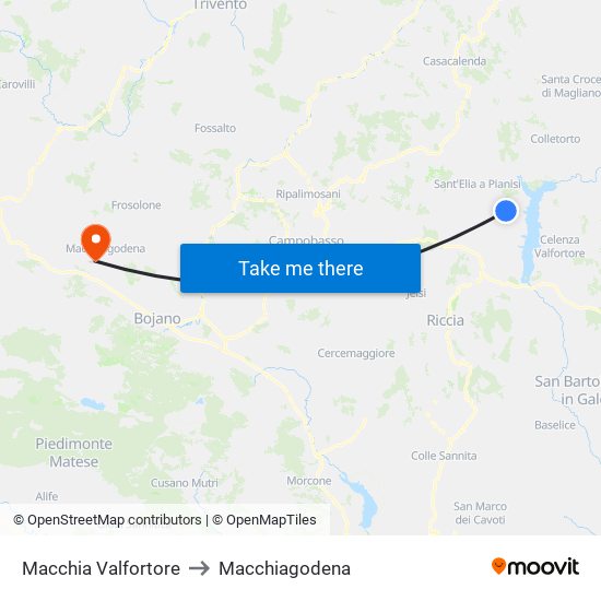 Macchia Valfortore to Macchiagodena map