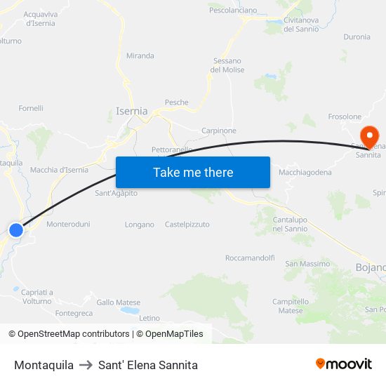 Montaquila to Sant' Elena Sannita map