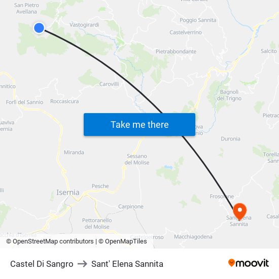 Castel Di Sangro to Sant' Elena Sannita map