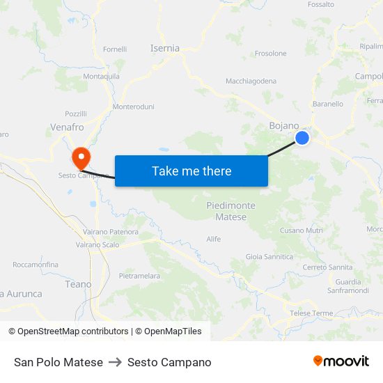 San Polo Matese to Sesto Campano map