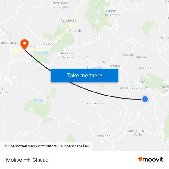 Molise to Chiauci map