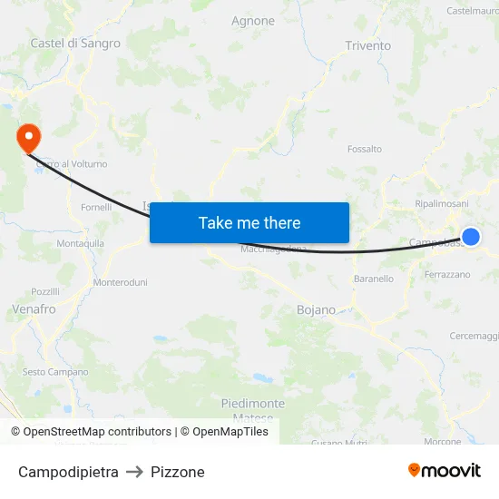 Campodipietra to Pizzone map