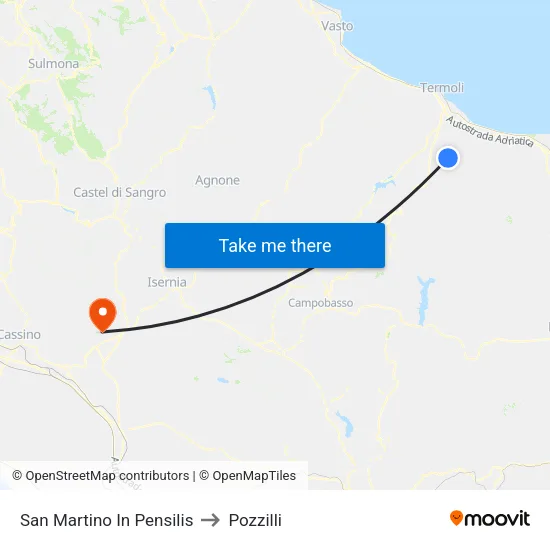 San Martino In Pensilis to Pozzilli map
