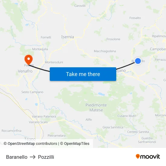 Baranello to Pozzilli map