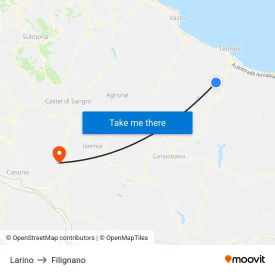 Larino to Filignano map
