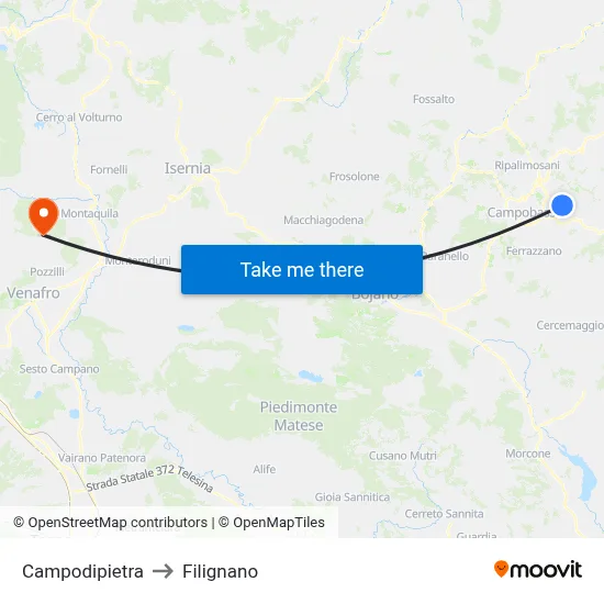 Campodipietra to Filignano map