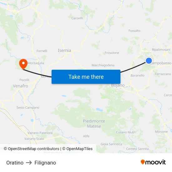 Oratino to Filignano map