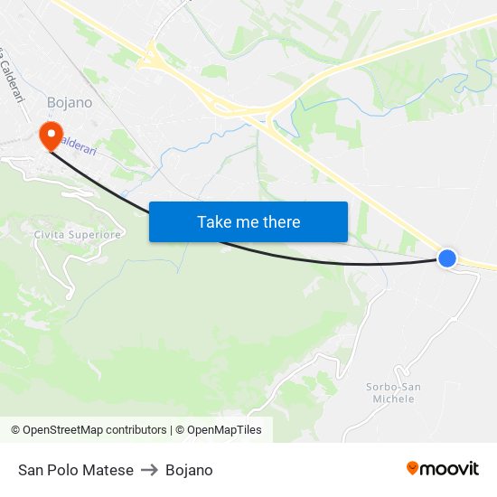 San Polo Matese to Bojano map