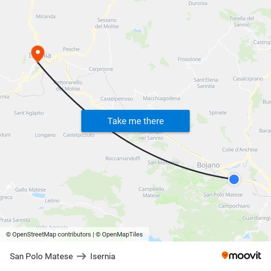 San Polo Matese to Isernia map