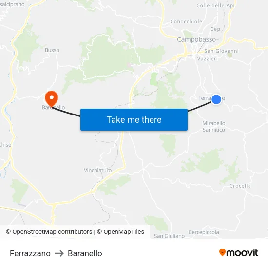 Ferrazzano to Baranello map