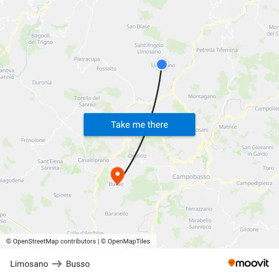 Limosano to Busso map