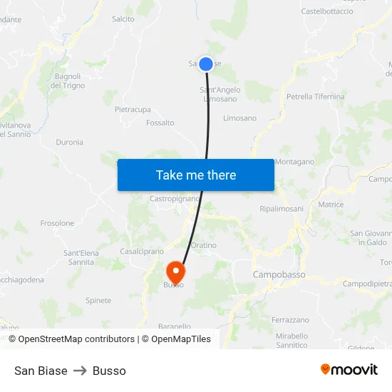 San Biase to Busso map