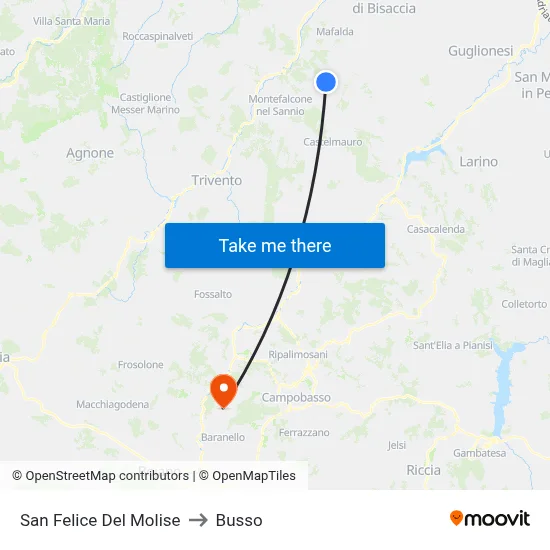 San Felice Del Molise to Busso map