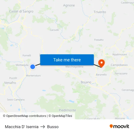 Macchia D' Isernia to Busso map