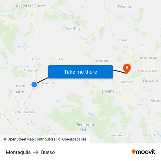 Montaquila to Busso map