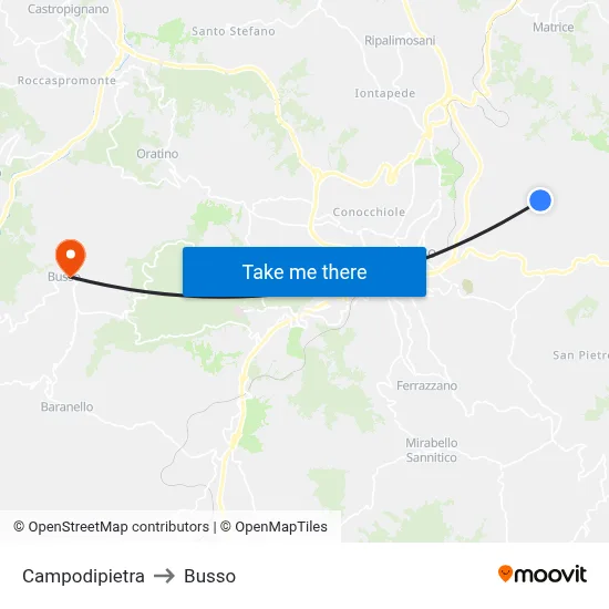 Campodipietra to Busso map
