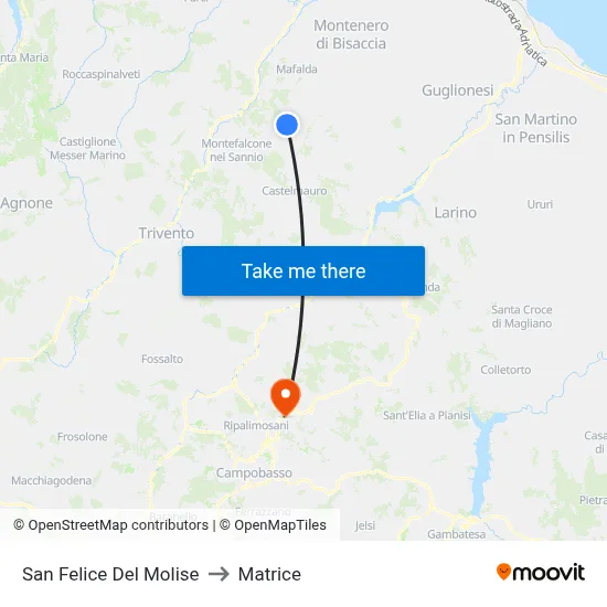San Felice Del Molise to Matrice map