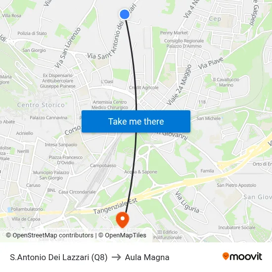 St. Anthony of Lazzari (Q8) to Main Hall map