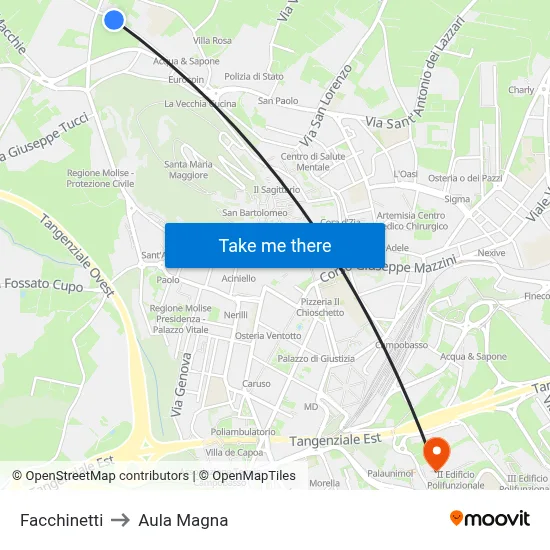 Facchinetti to Magna Hall map