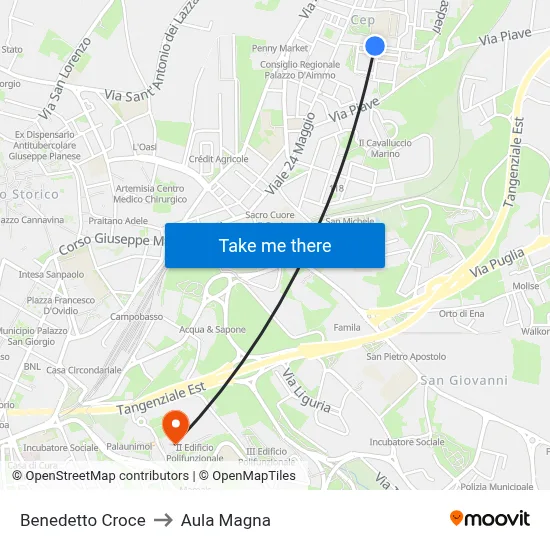 Benedetto Croce to Magna Hall map