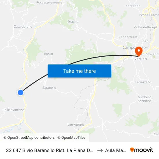 SS 647 Bivio Baranello Rist. La Piana Dei Mulini to Aula Magna map
