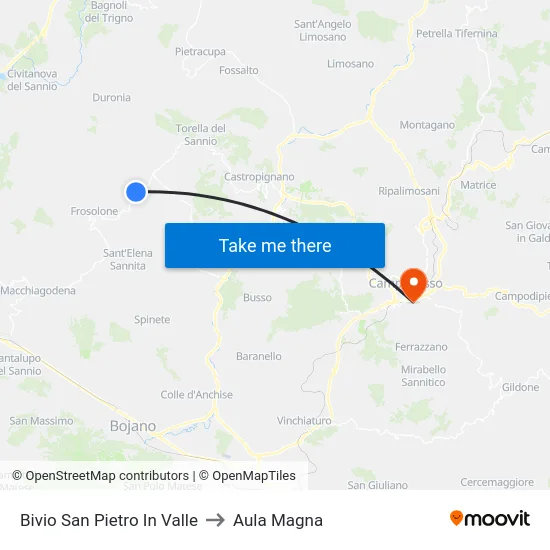 Bivio San Pietro In Valle to Aula Magna map
