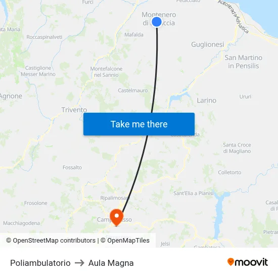 Polyclinic to Magna Hall map