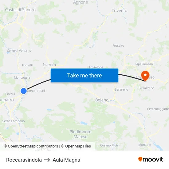 Roccaravindola to Magna Hall map