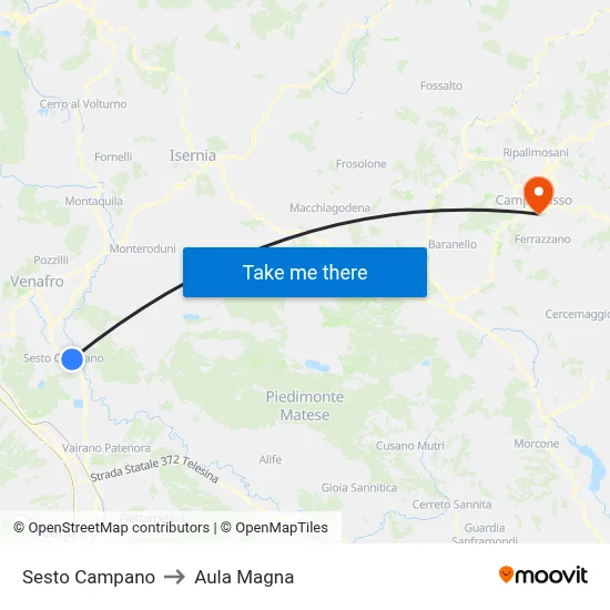 Sesto Campano to Magna Hall map