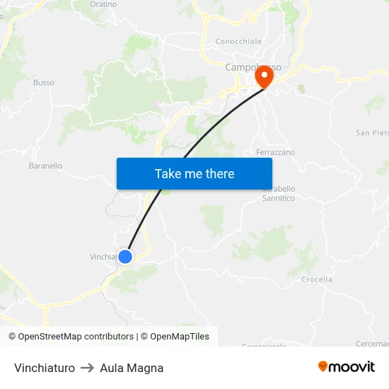 Vinchiaturo to Magna Hall map