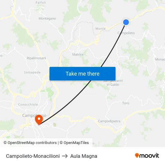 Campolieto-Monacilioni to Magna Hall map