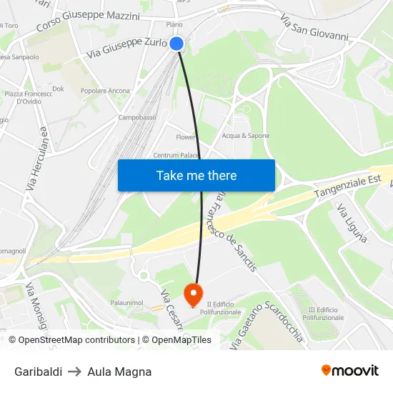 Garibaldi to Magna Auditorium map