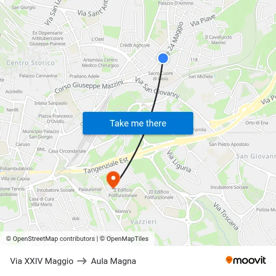 XXIV May Street to Magna Auditorium map